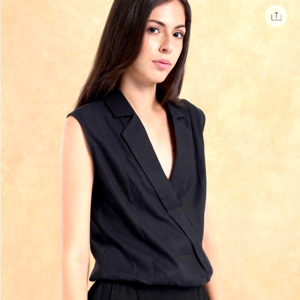 Express Sleeveless Black Faux Wrap blouse 3/$15